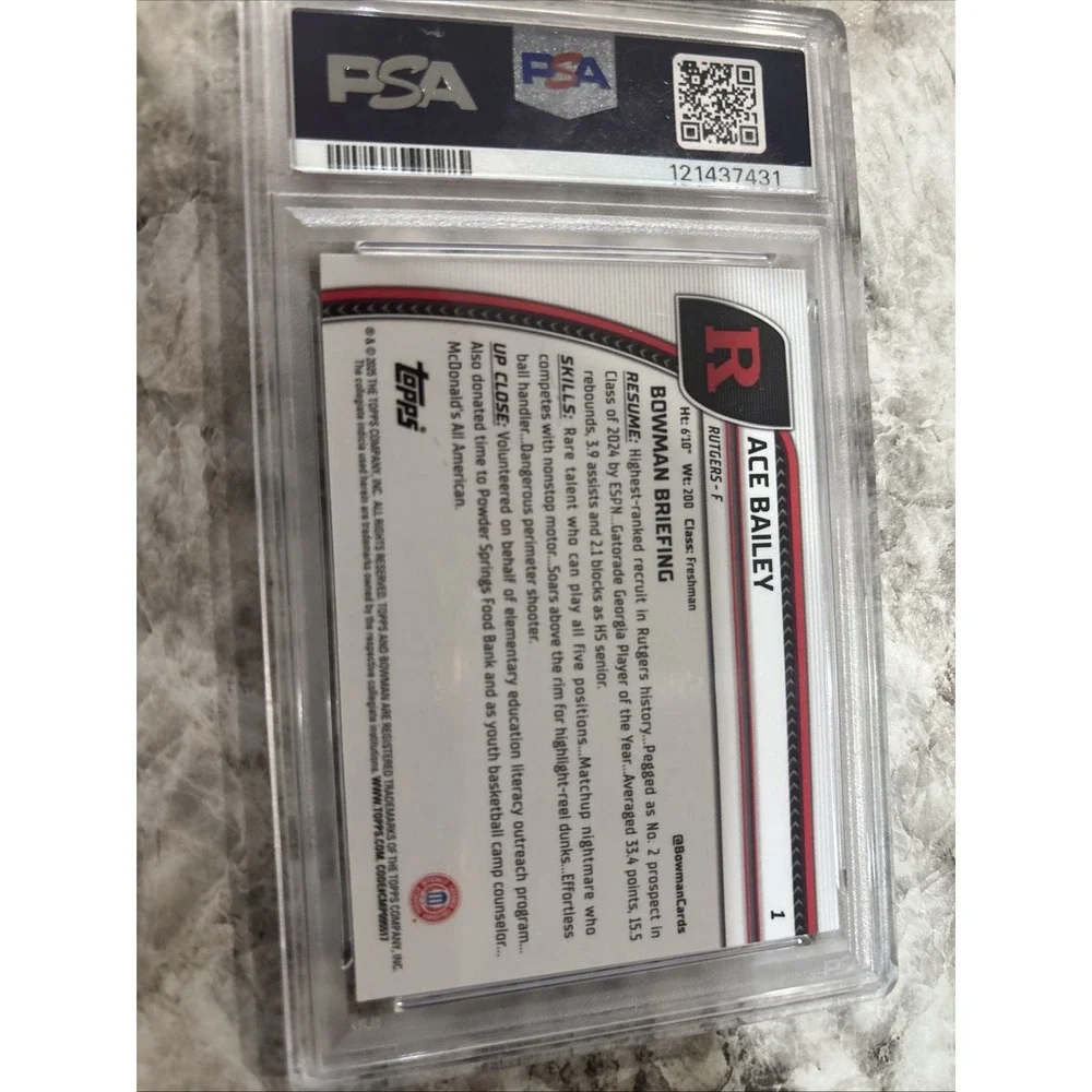 2024 BOWMAN CHROME UNIVERSITY PURPLE LAVA #1 ACE BAILEY PSA‎ 9